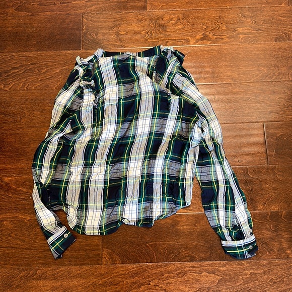 J. Crew Factory Ruffle Button Front Top - Picture 4 of 6